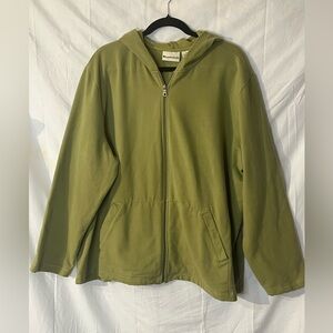 Appleseed's Olive Zip-Up Jacket. 3X